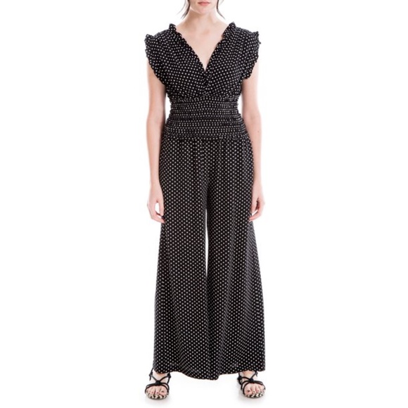 Max Studio Pants - Max Studio V Neck Shirred Waist Jumpsuit
